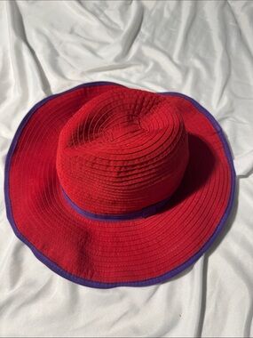 Red & Purple Wide Brim Sun Hat | Red Hat Society Inspired Statement Hat Garden
